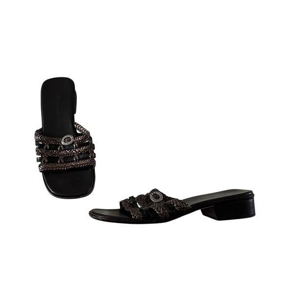 Y2K 2000s Brown Slip On Woven Sandal Sz 7 Boho Forest Fairy Grunge - Picture 1 of 6